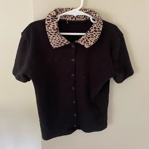 Brandy Melville cheetah collared shirt